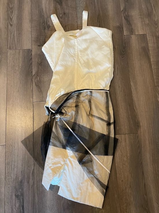 Maison Martin Margiela Dresses & Skirts - Maison Martin Margiela Ivory and Black Layered Midi Dress